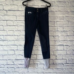 Women’s Size 24 Navy Equine Couture Knee Patch Horseback Riding Breeches.